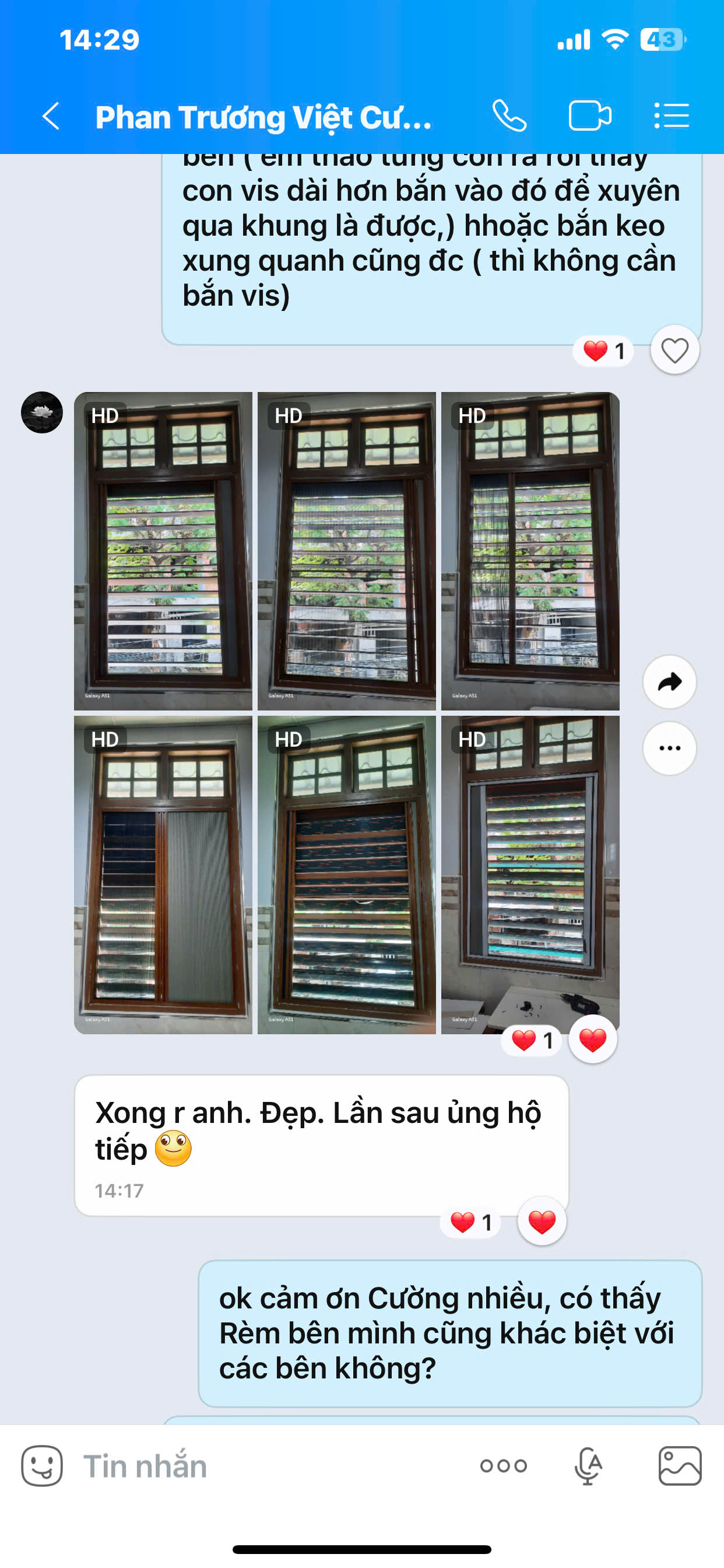 khách hàng lắp cửa chớp kết hợp rèm 2