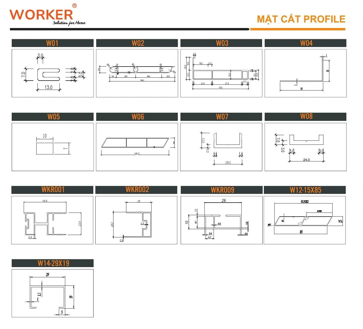 Catalog profile nhôm WORKER